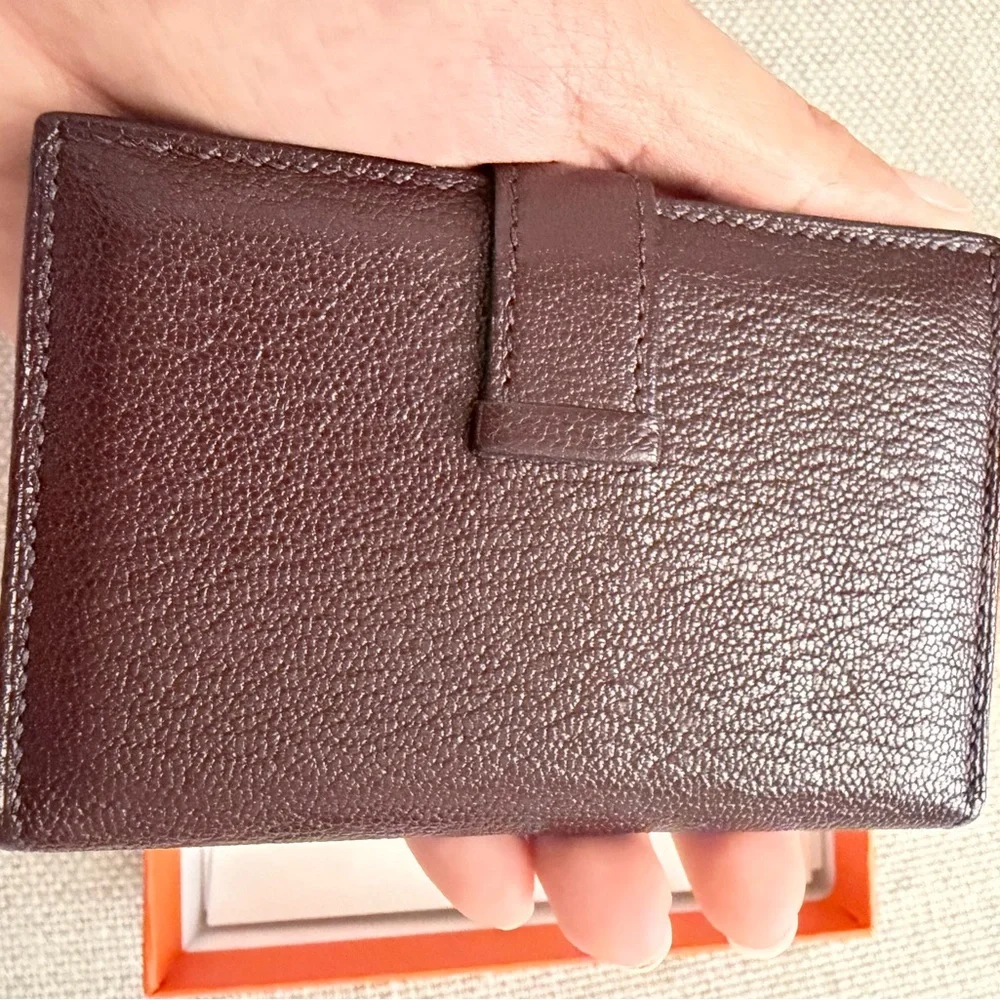 HERMES Chevre Mysore Mini Bearn Wallet Rouge H - Picture 6 of 10